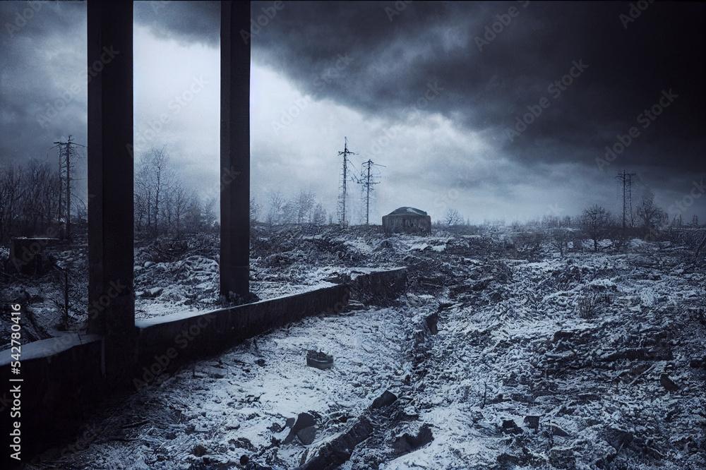 Nuclear Winter Abstract Landscape Wallpaper Background Stock
