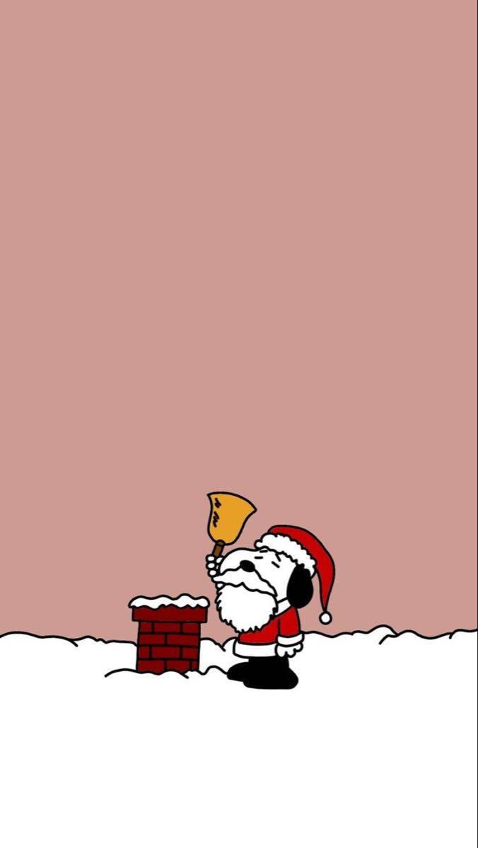 Snoopy Minimalist Christmas Art iPhone Wallpaper