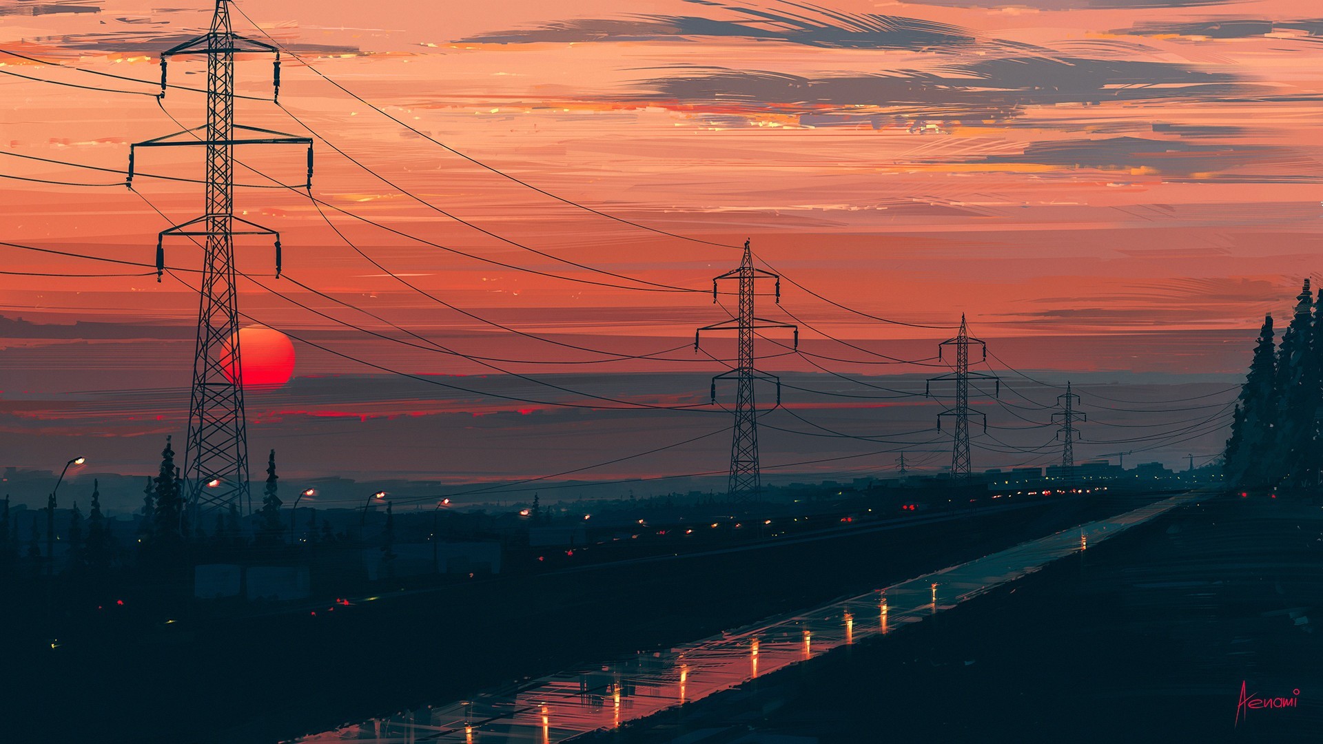 Sunset Art HD Wallpaper