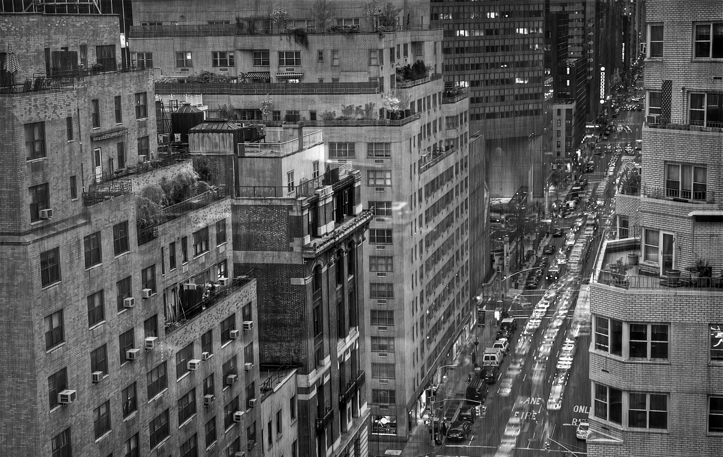 Wallpaper New York Rain Black And White City