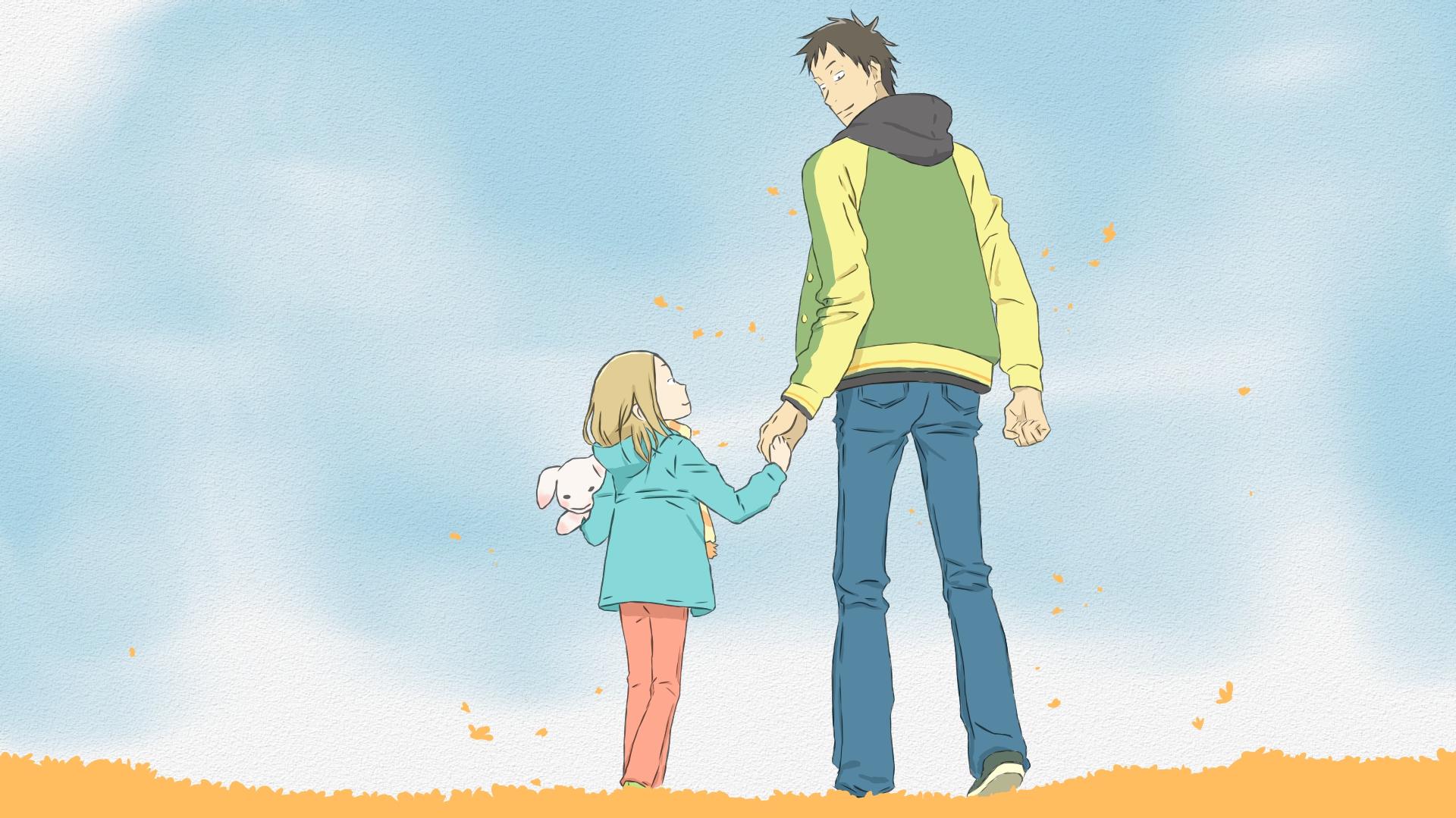 Kaga Rin Kawachi Daikichi Usagi Drop Highres Blue Sky Child