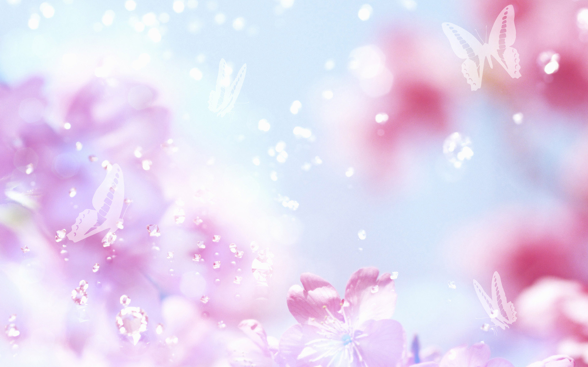 Widescreen Background Flowers Desktop Butterflies Wallpaper