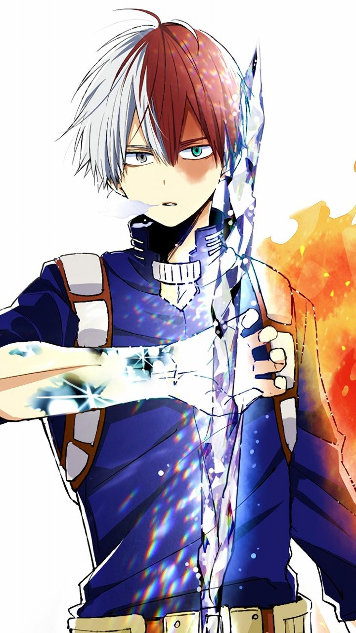 Anime Shouto Todoroki Ice And Fire Art Wallpaper