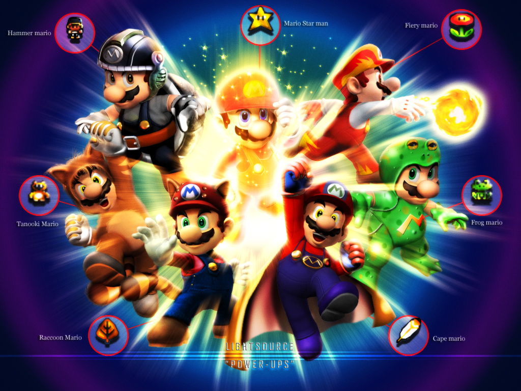 Mario Power Ups Super Bros Wallpaper