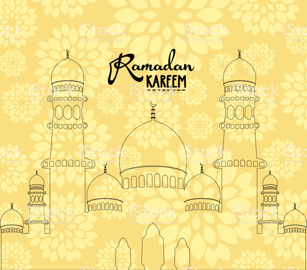 Silhouette Mosque For Ramadan Background Stock Illustration