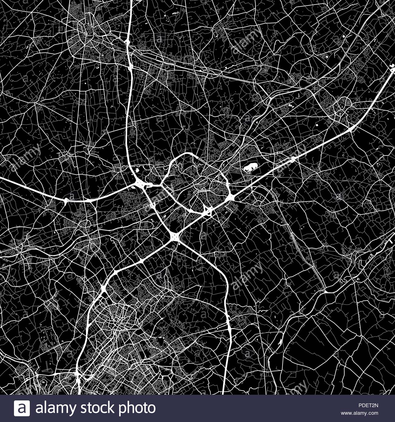 Area Map Of Kortrijk Belgium Dark Background Version For