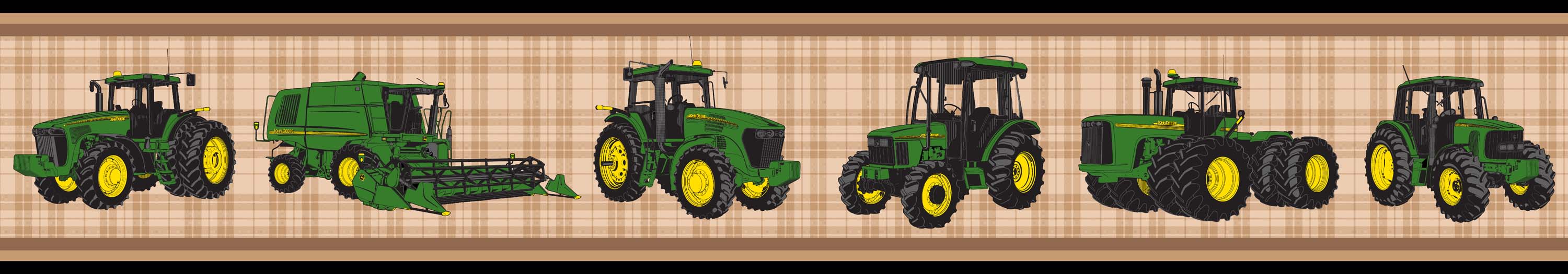 Product Res For John Deere Tractors And Plaid Wall Border