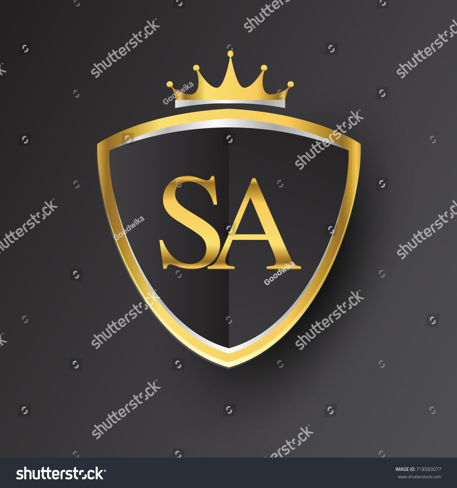 🔥 Free download Initial Logo Letter Sa Shield Crown Stock Vector ...