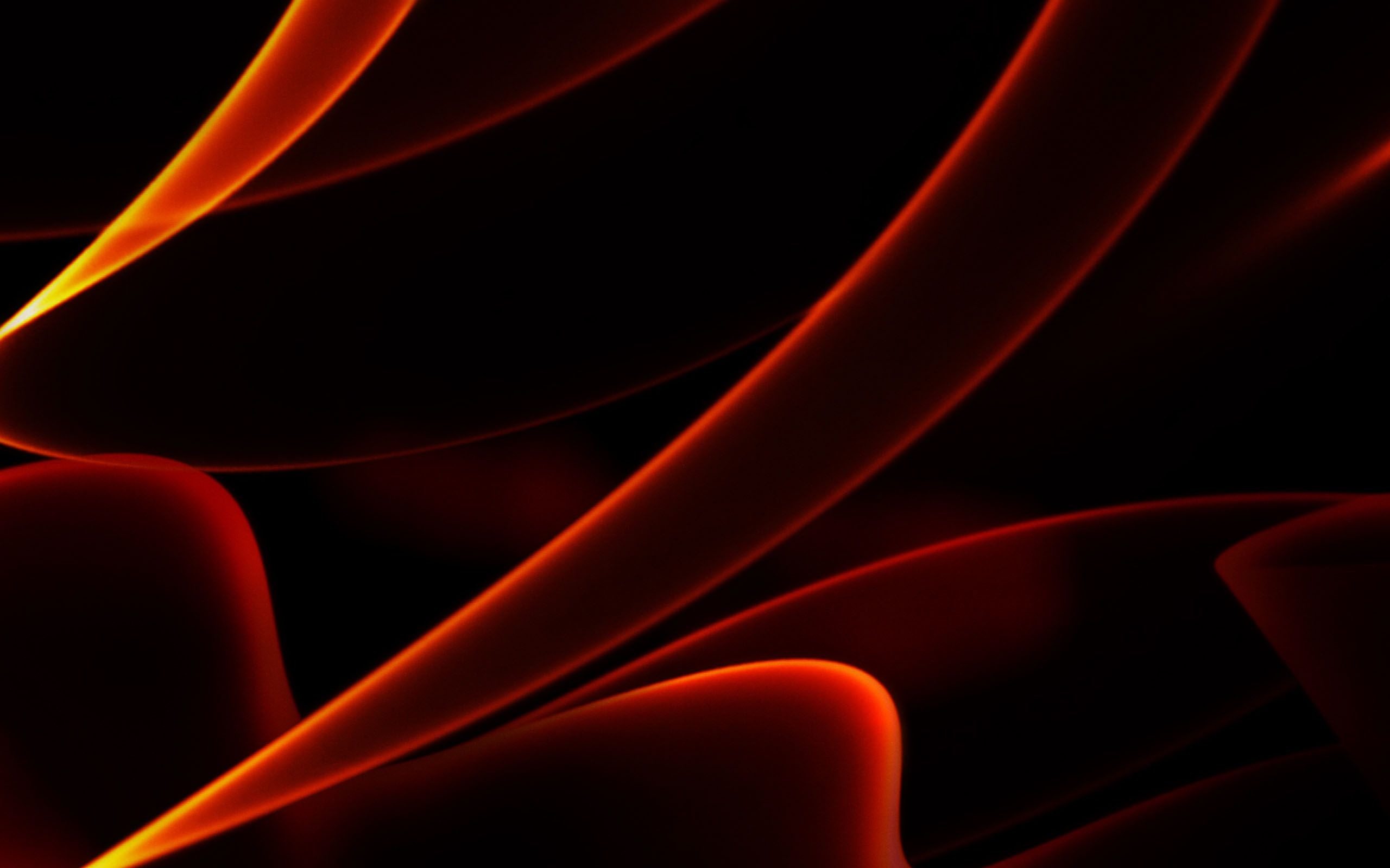 Flowing lines of red and orange light create an abstract, fiery design against a black background