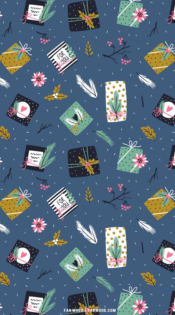 30 Christmas Aesthetic Wallpapers Presents on Dusty Blue