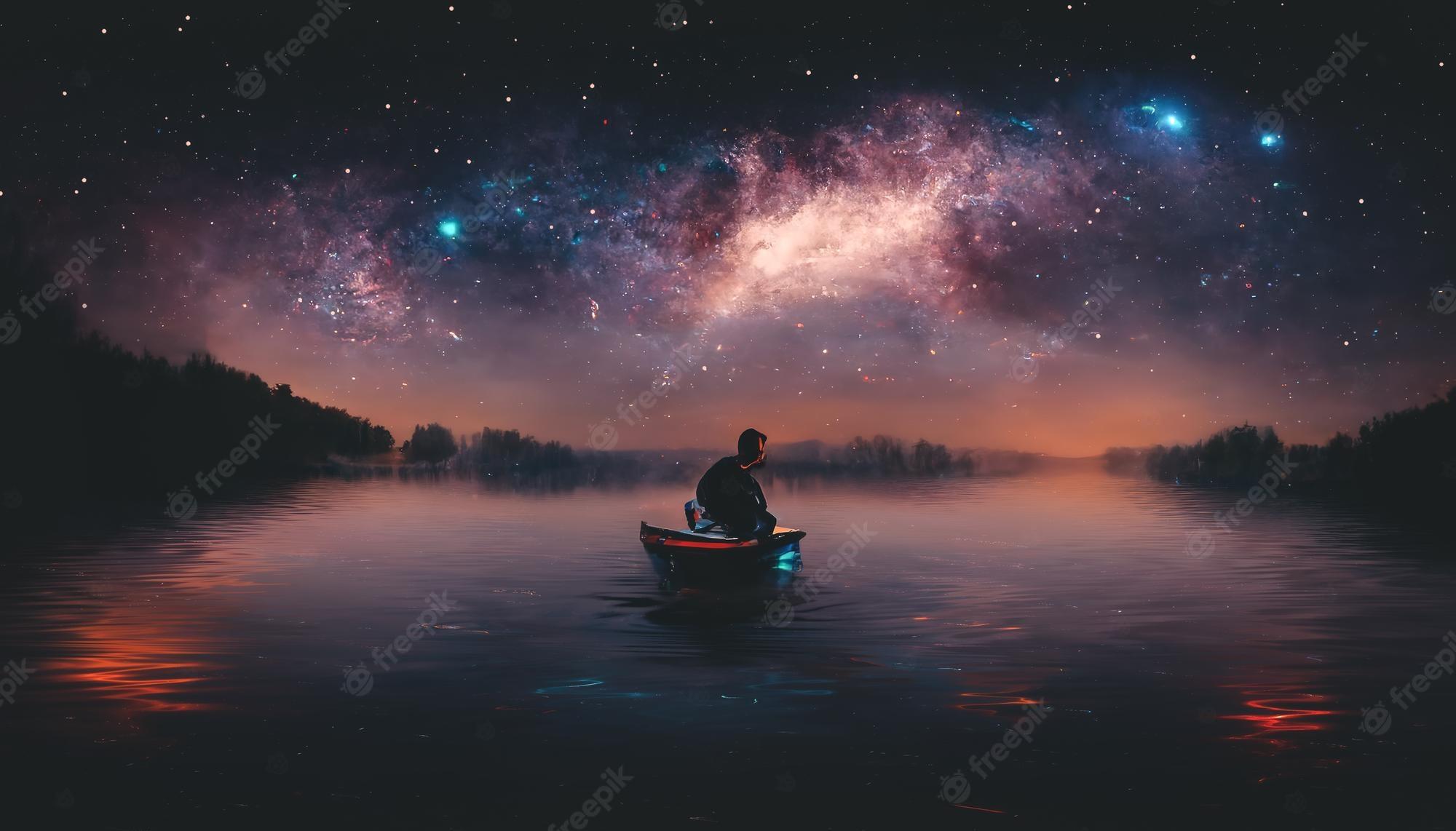 Premium Photo Abstract Night Fantasy Landscape With A Starry Sky
