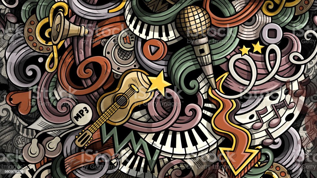 Doodles Music Illustration Creative Musical Background Stock