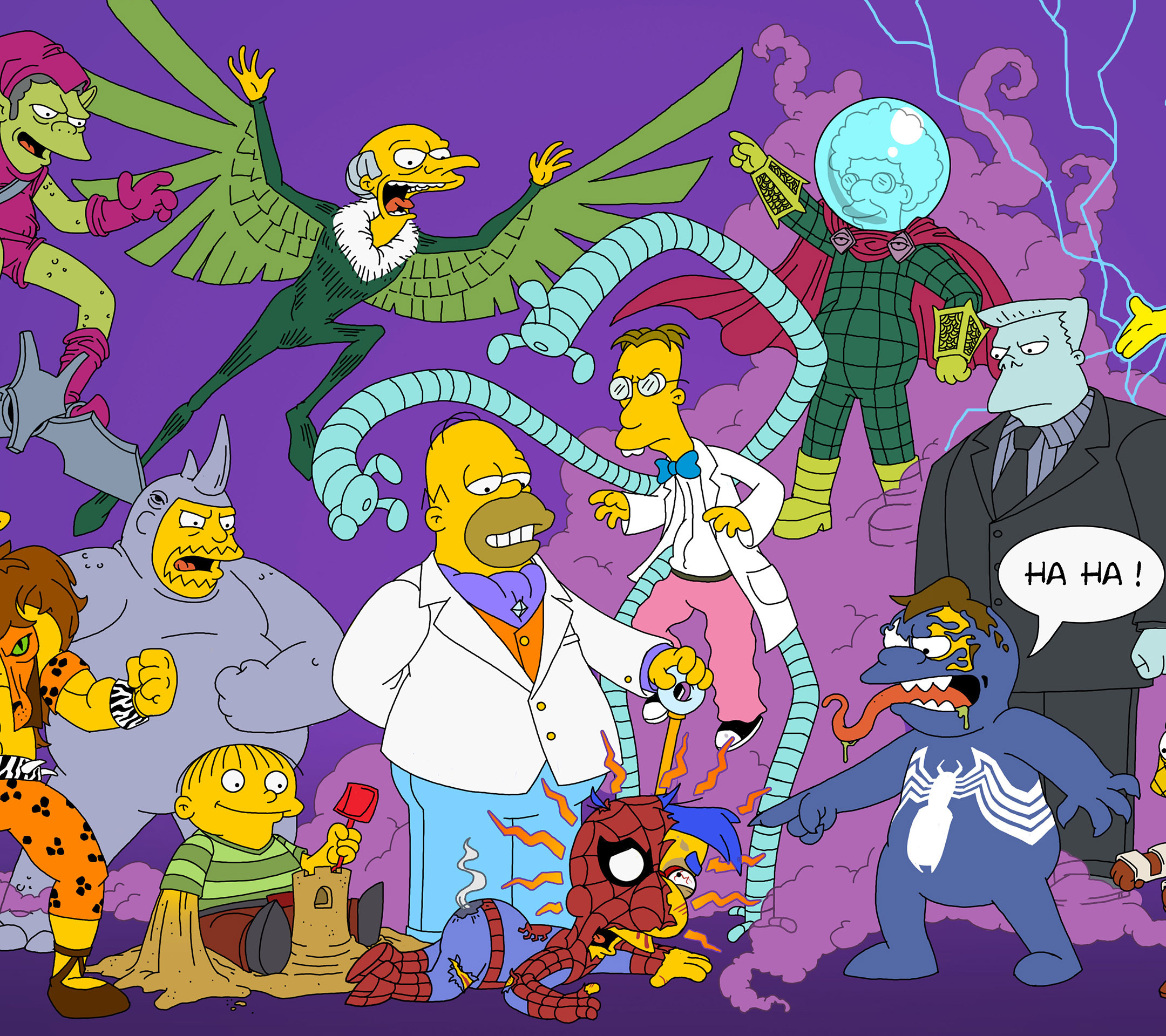 The Simpsons Characters As Superheroes Mobile Wallpaper