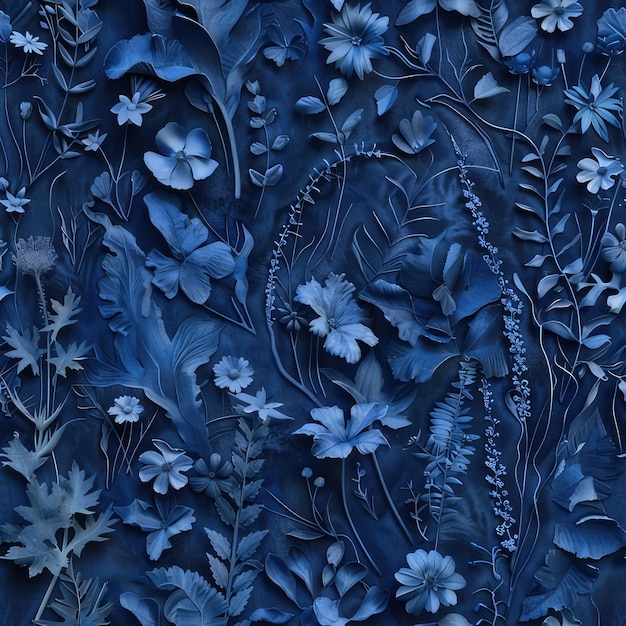 Navy Floral Background Image Wallpaper