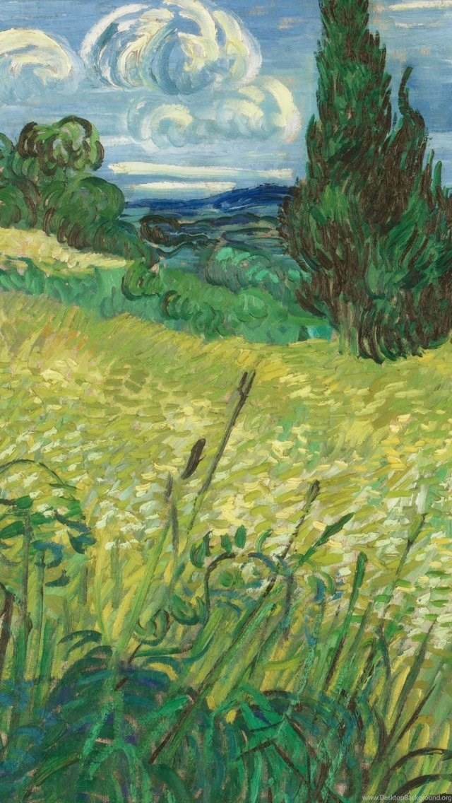 Art Iphone Painting Green Backgrounds Vincent Van Gogh Wallpapers 640x1136