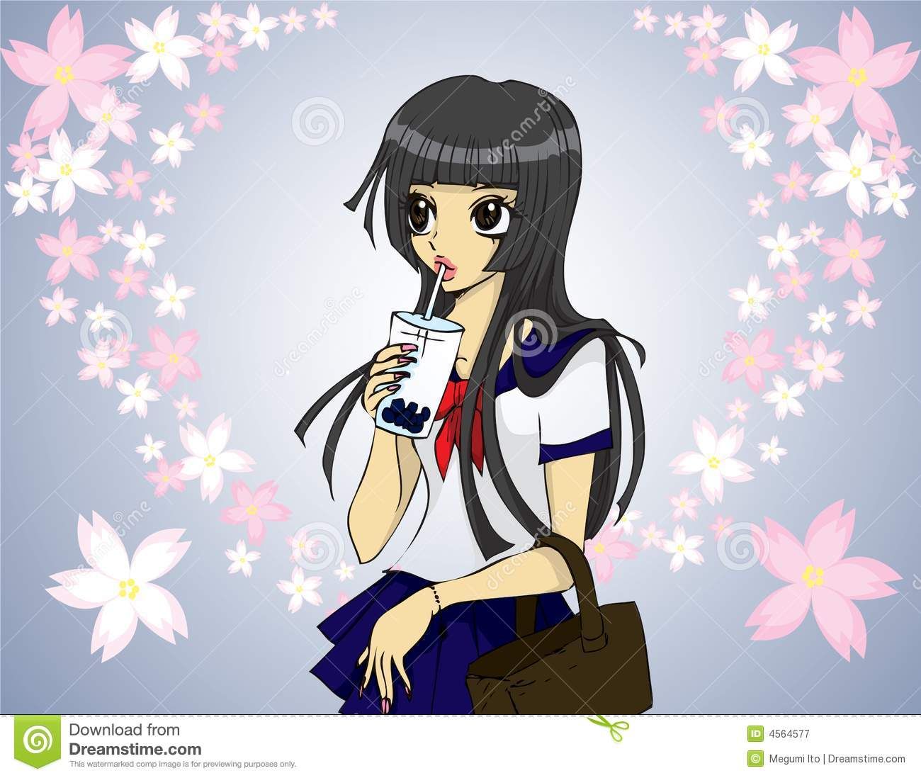 Drinking Boba Tea Anime Cute Art Styles Pics