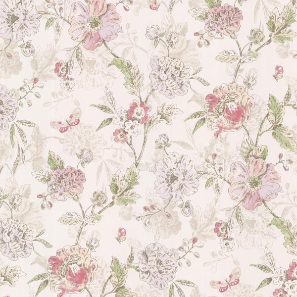 Beecroft Pink Butterfly Peony Trail Wallpaper Warehouse