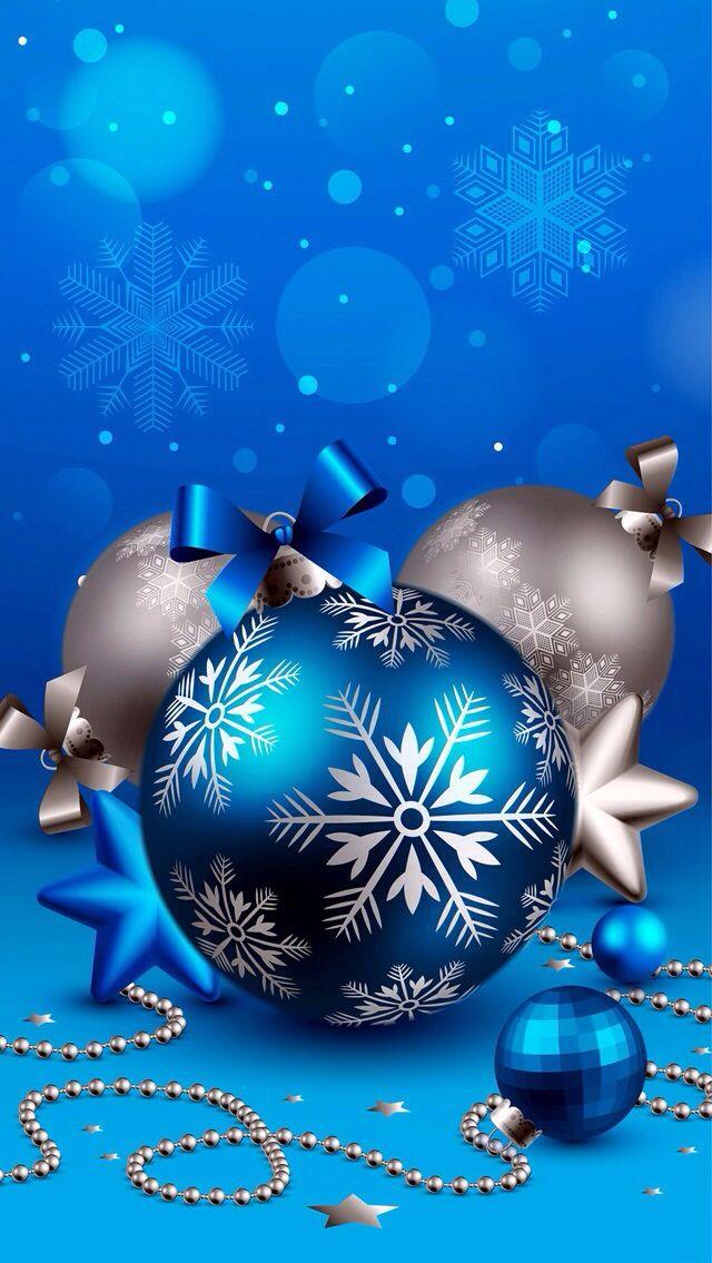 Blue Christmas Balls Merry Wallpaper