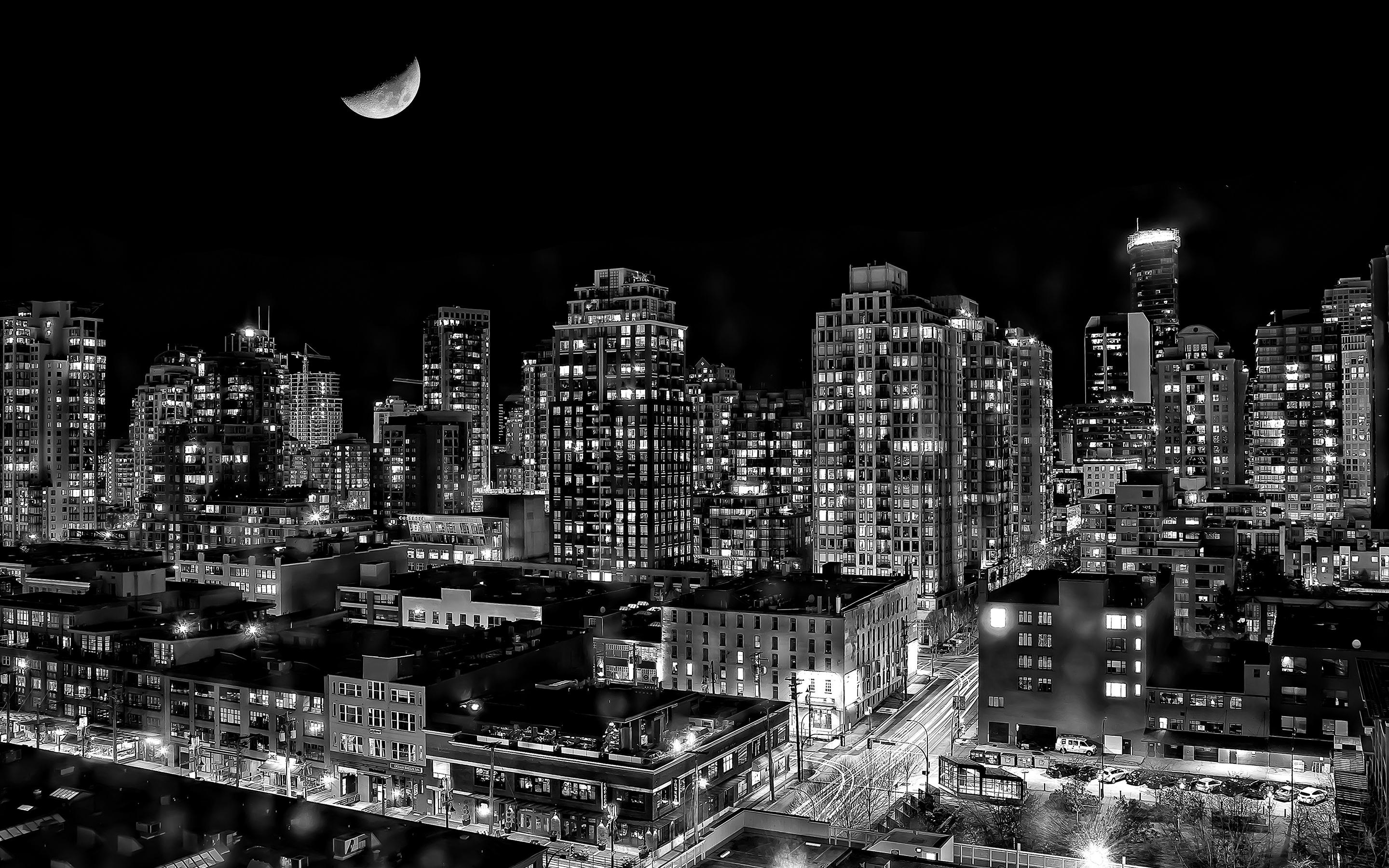 night city wallpaper black and white