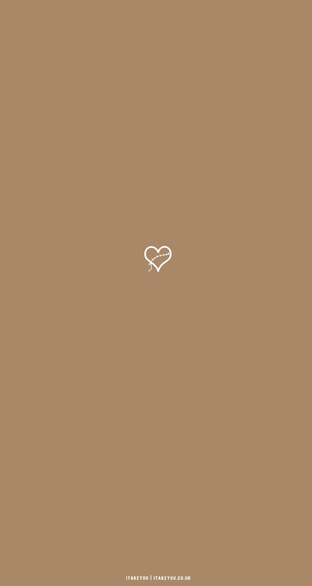 Cute Brown Aesthetic Wallpaper For Phone Stitched Heart