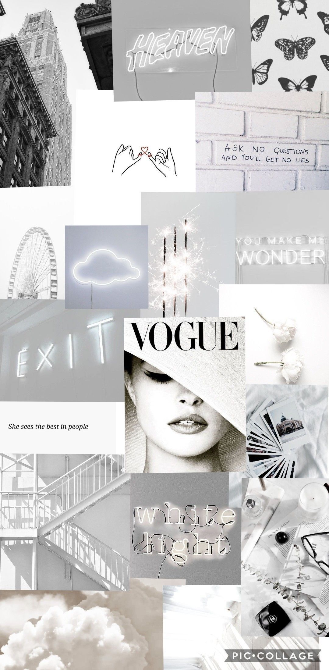 White Collage Wallpaper