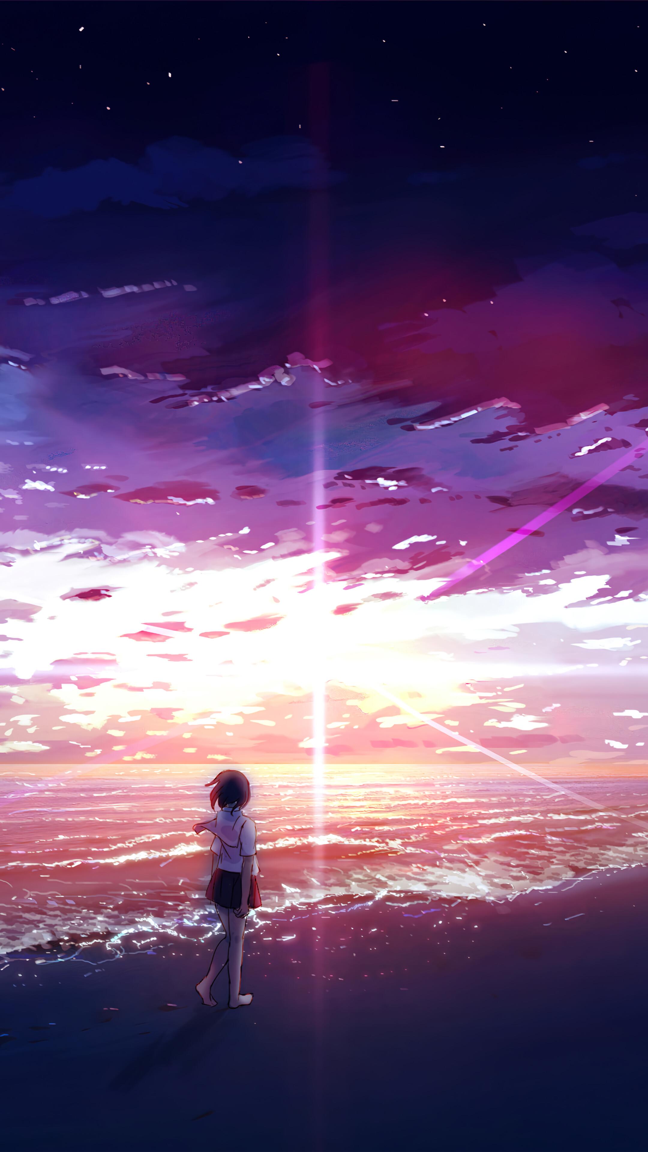 Beach Waves Sunrise Anime 4K Wallpaper iPhone HD Phone 4810f