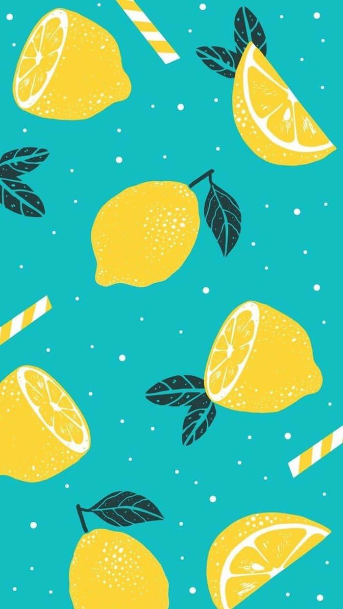 Lemons And Straws Pattern Wallpaper