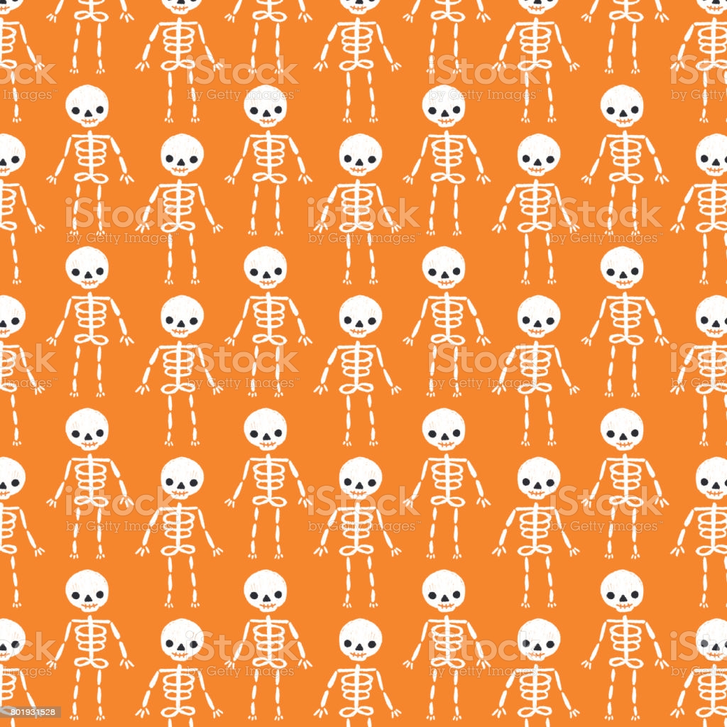 Cute Halloween Skeleton Background Pattern Stock Illustration