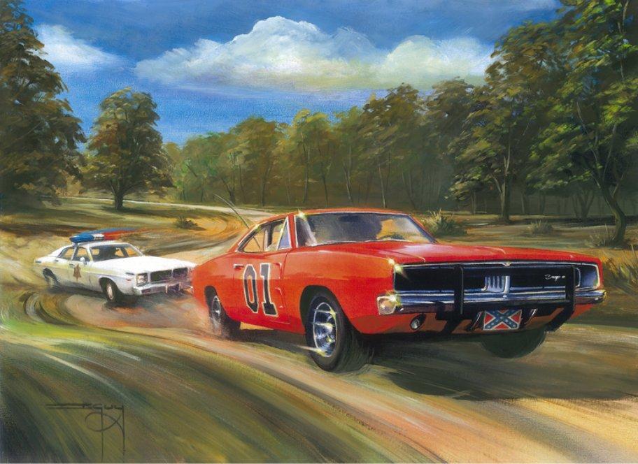 Printsfrom This Dukes Of Hazzard Car Chase Painting Are Available