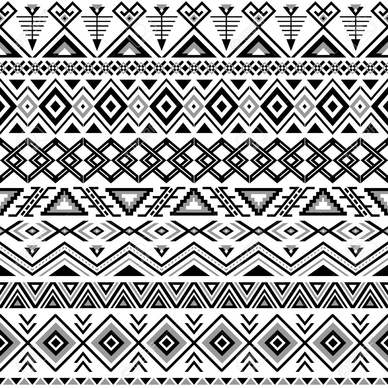 Ethnic Seamless Pattern Aztec Black White Background Tribal