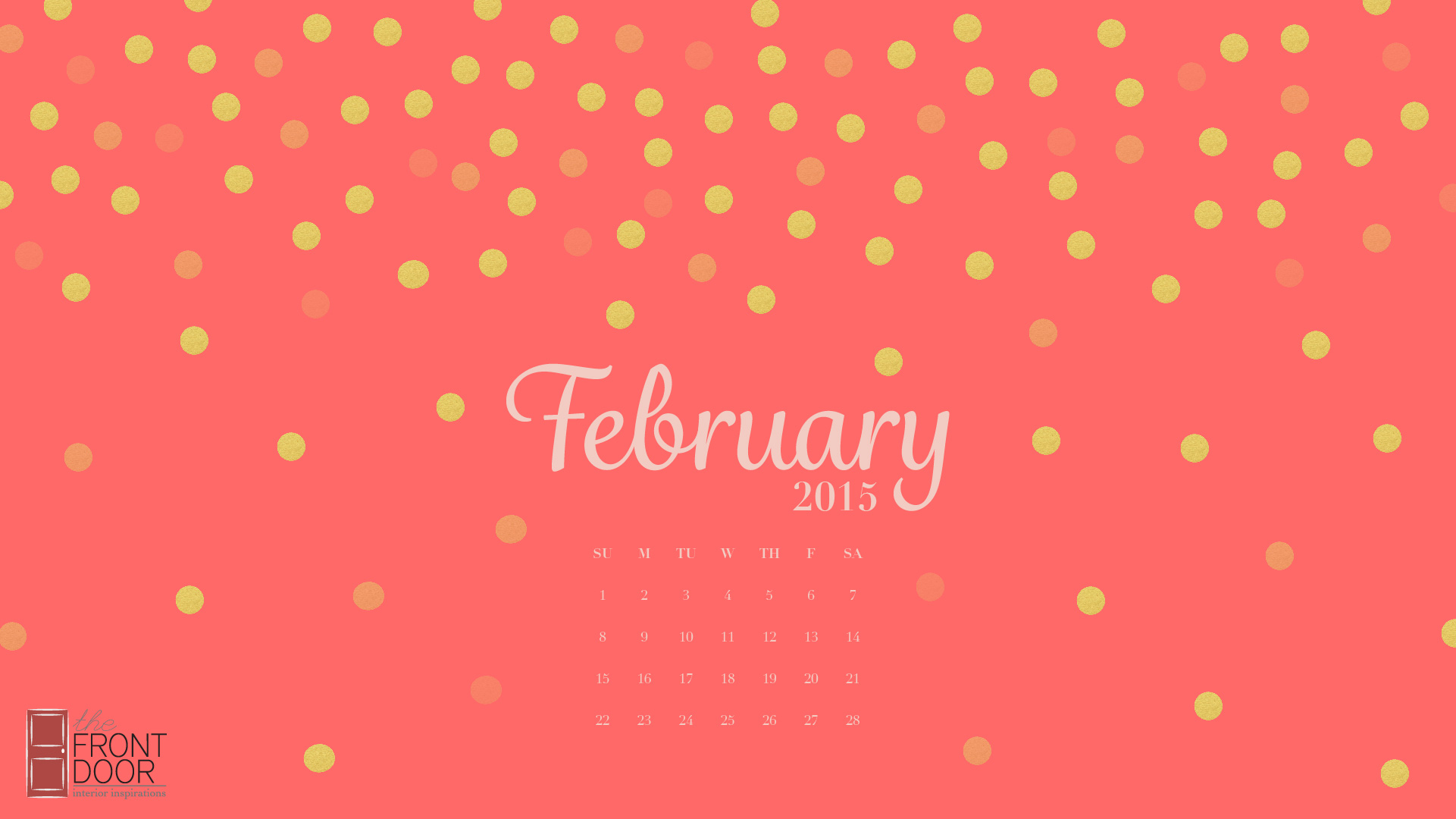 February Desktop Calendar Front Door
