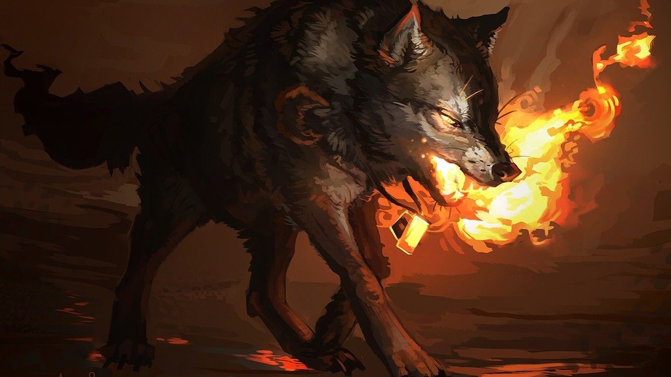 Fire Wolf Wallpaper Top Background