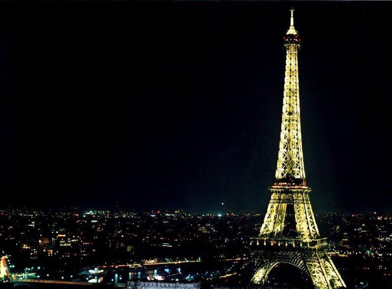 Eiffel Tower At Night Paris France