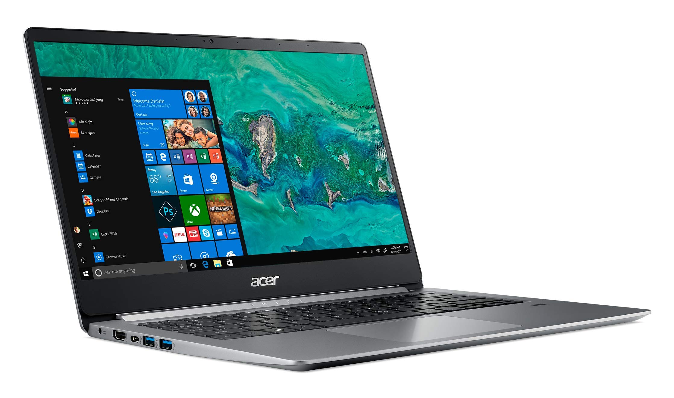 Amazoncom Acer Swift 1 SF114 32 Ultra Slim Laptop in Silver Quad
