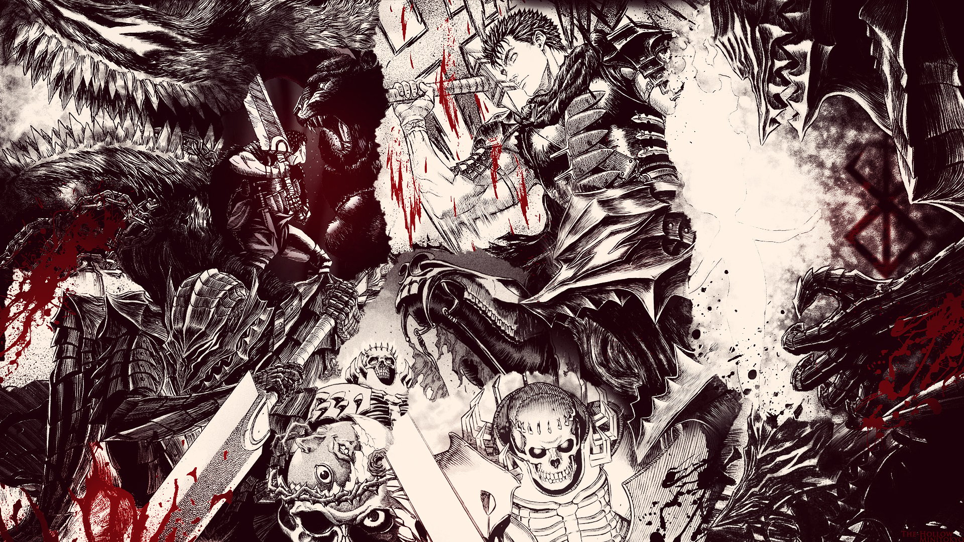 berserk blood dark skulls battles evil weapons sword macabre wallpaper