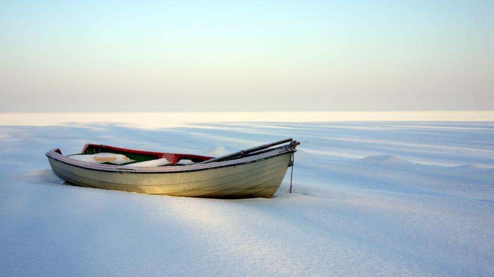 Boat Rowboat Snow Winter HD Wallpaper Nature And Landscape
