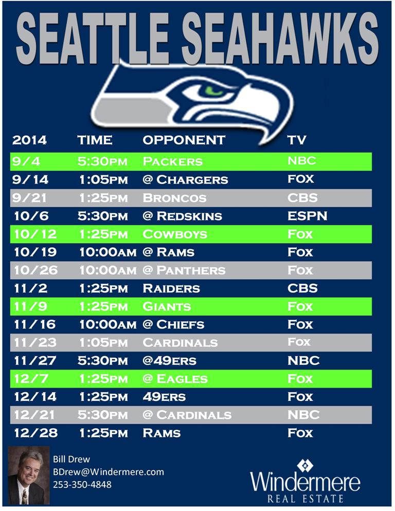 Seahawks Schedule 2025 2025 Season Printable Calendar