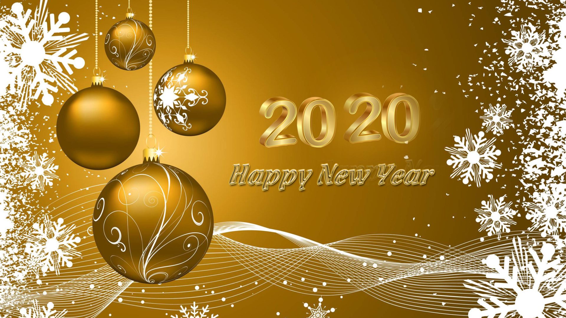 Happy New Year Wishes Gold Greeting Card Quotes 4k UltraHD