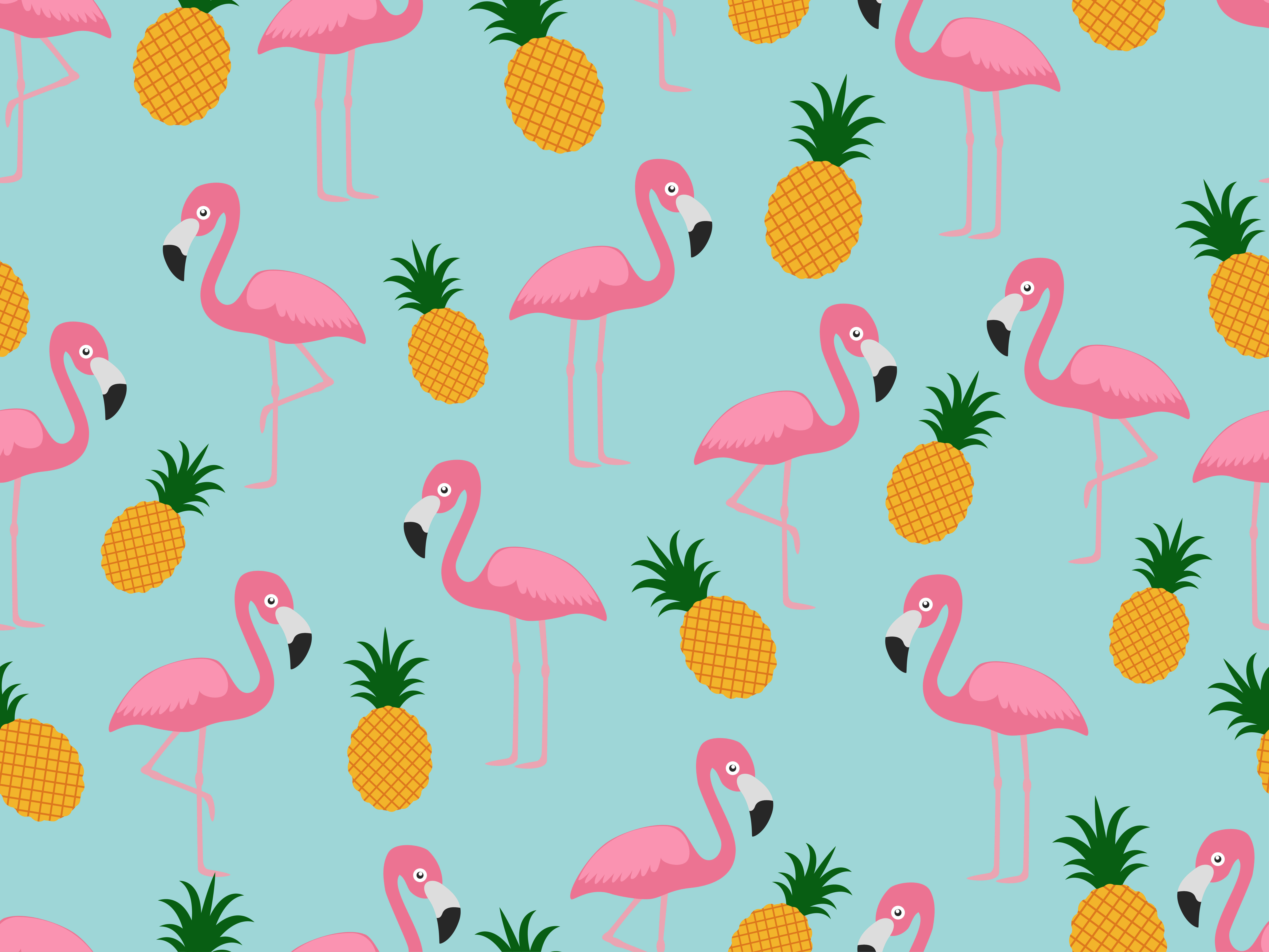 Seamless Pattern Of Flamingo With Pineapple On