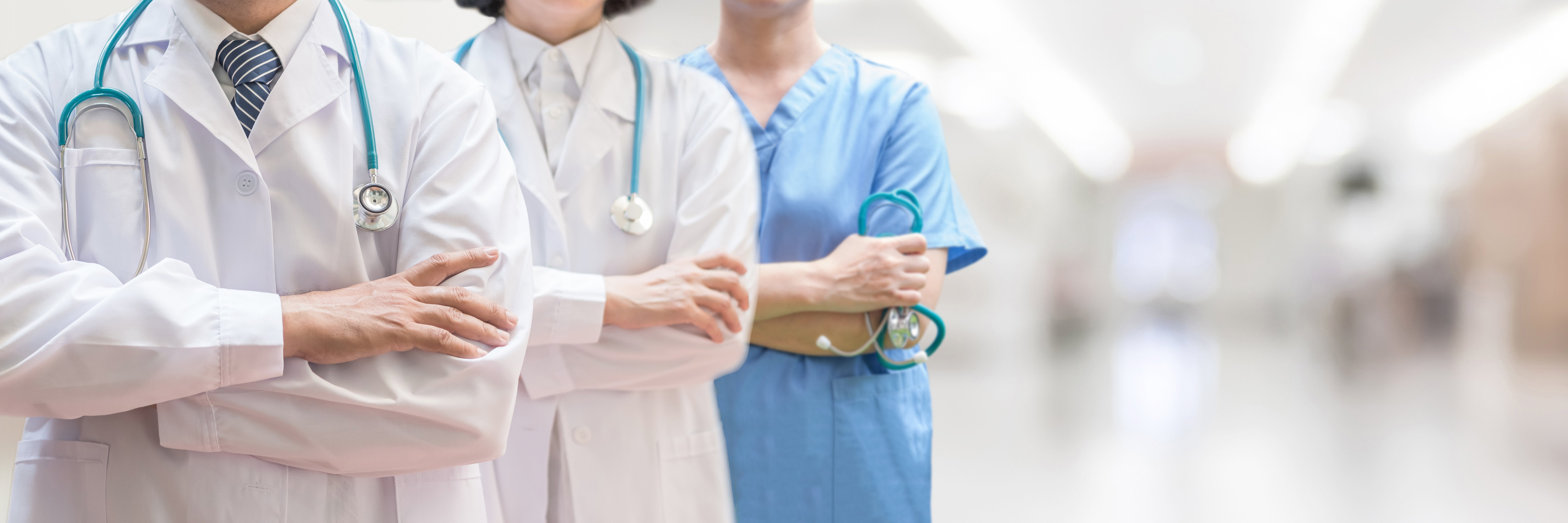Medical Doctors And Surgeon Professional Team With Clinic