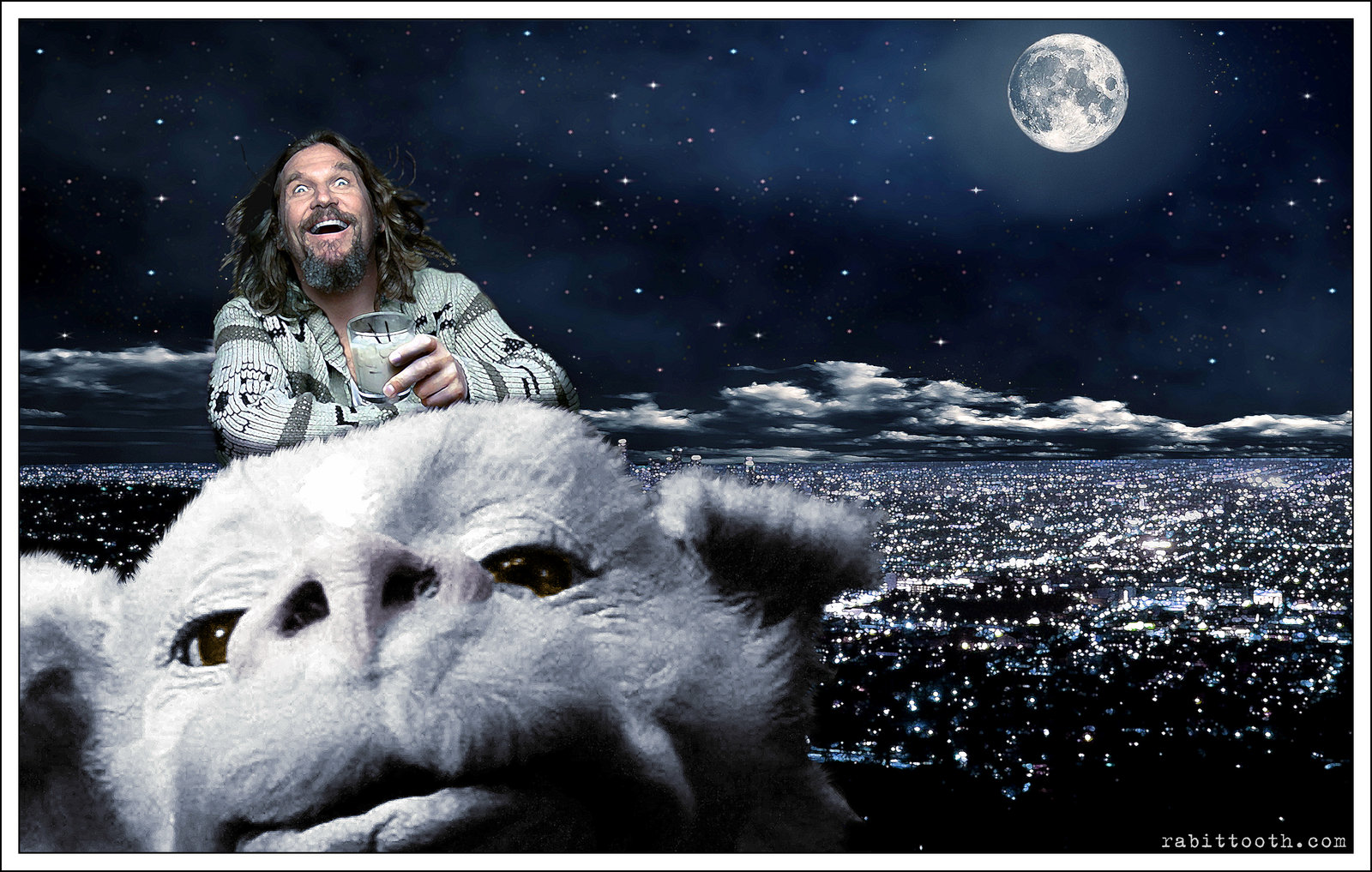Dude Riding Falcor Lebowski Neverending Story by Rabittooth on