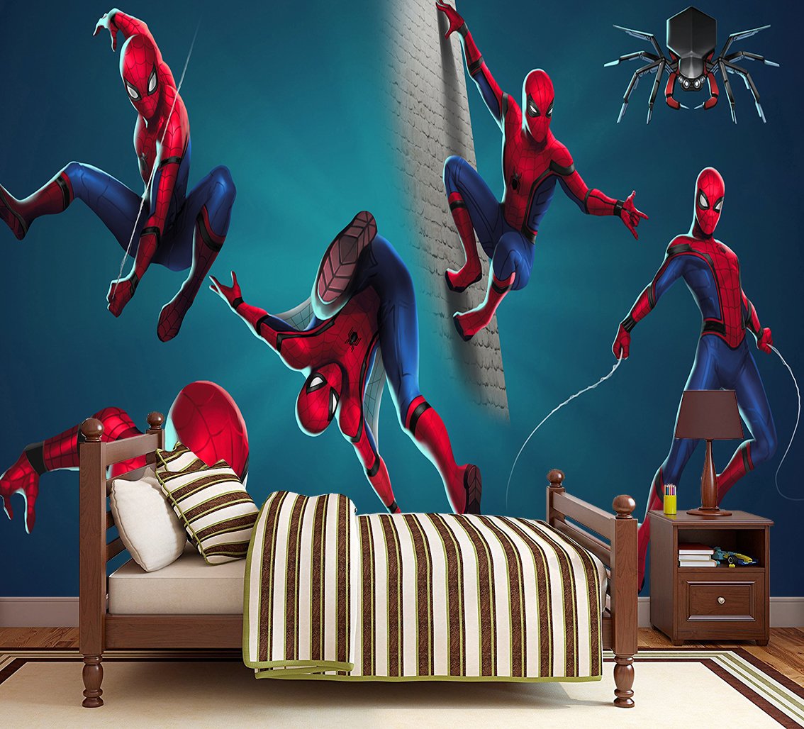 Spider Man Super Hero Woven Self Adhesive Removable Wallpaper