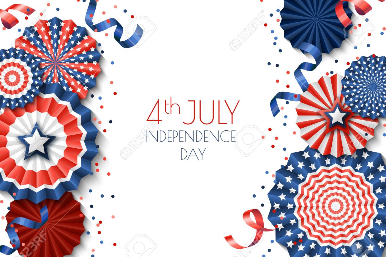 4th Of July Usa Independence Day Vector Banner Template White
