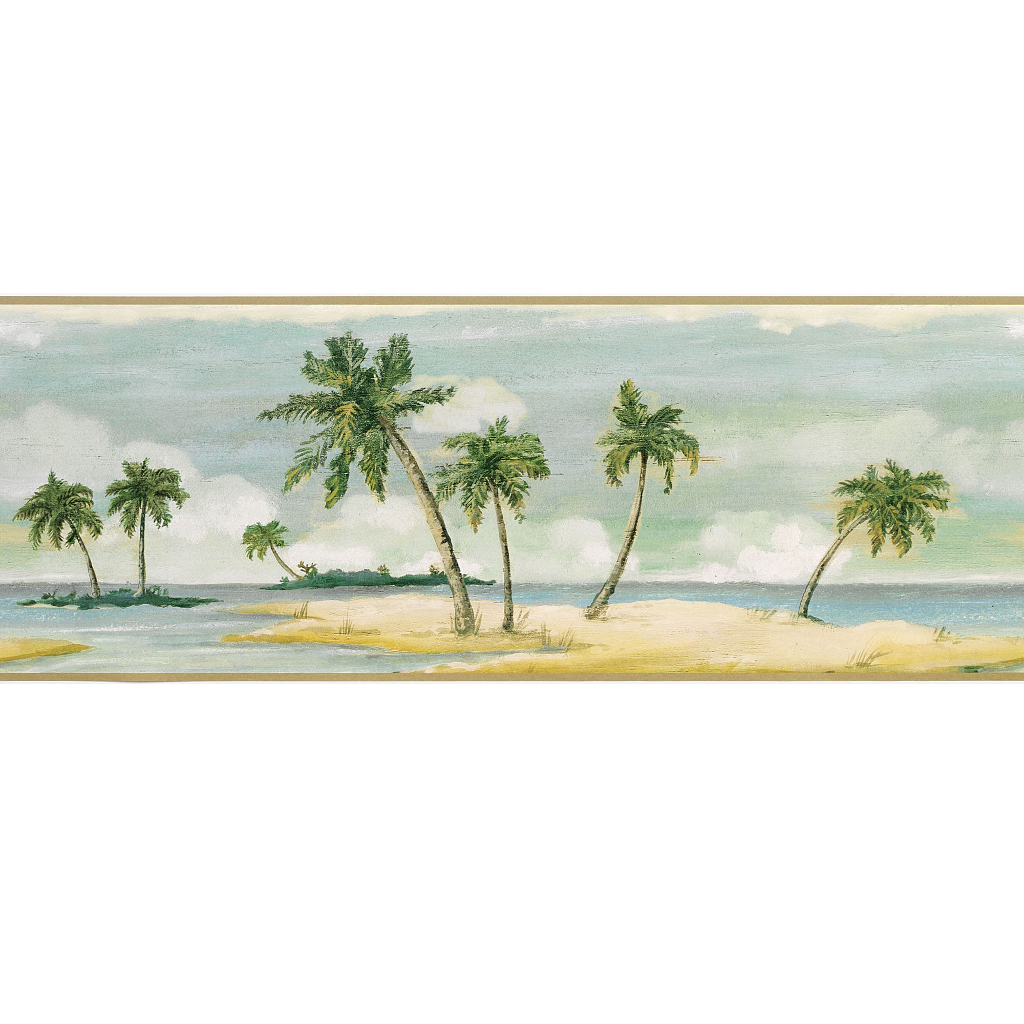 Home Tranquil Islands Palm Tree Wallpaper Border