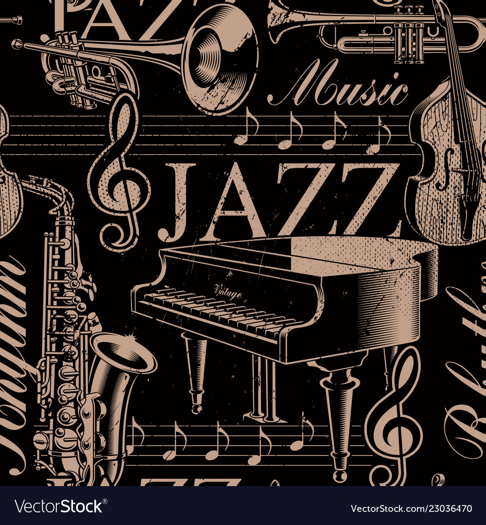 Musical Seamless Background Of Jazz Theme Vector Image