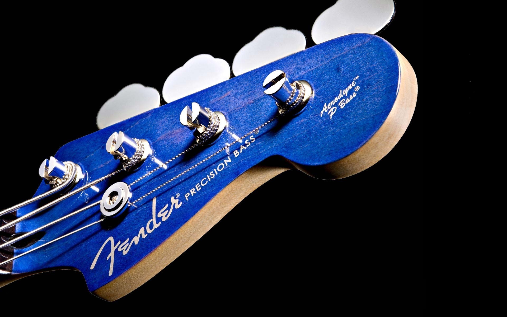 Black White Neck Strings Tuners Bass Guitar Blue Fender Macro Jpg