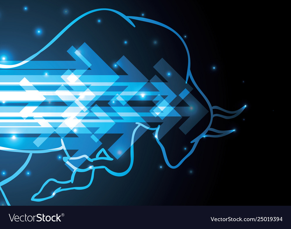 Bull Stock Market Blue Technology Background Vector Image