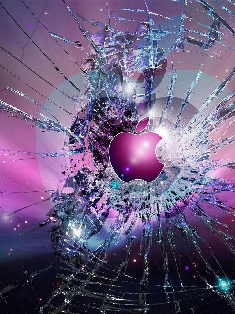 Cracked screen apple wallpaper STORY OF MY LIFE Apple logo