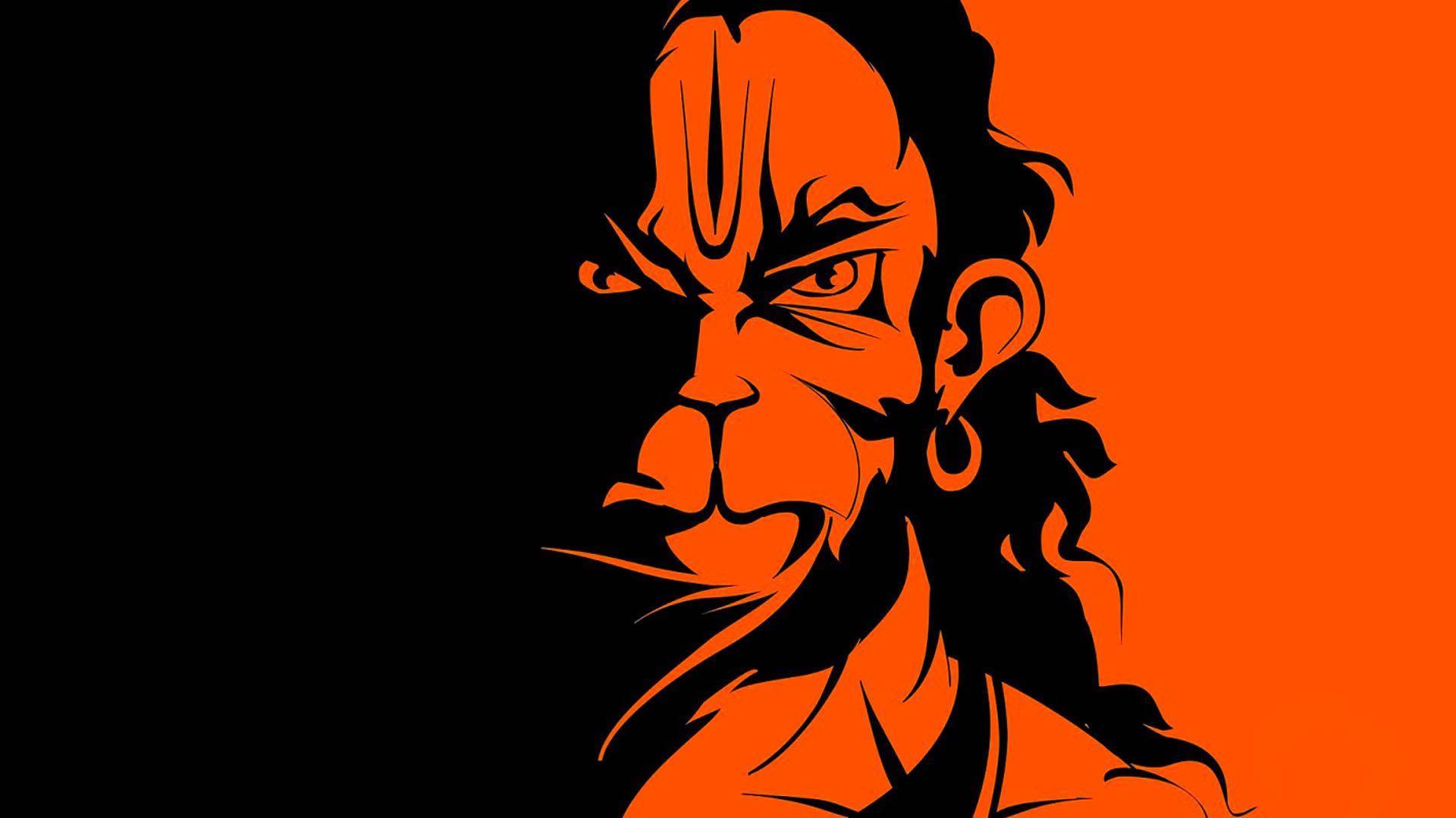 Hanuman Half Orange Art 4k HD Wallpaper
