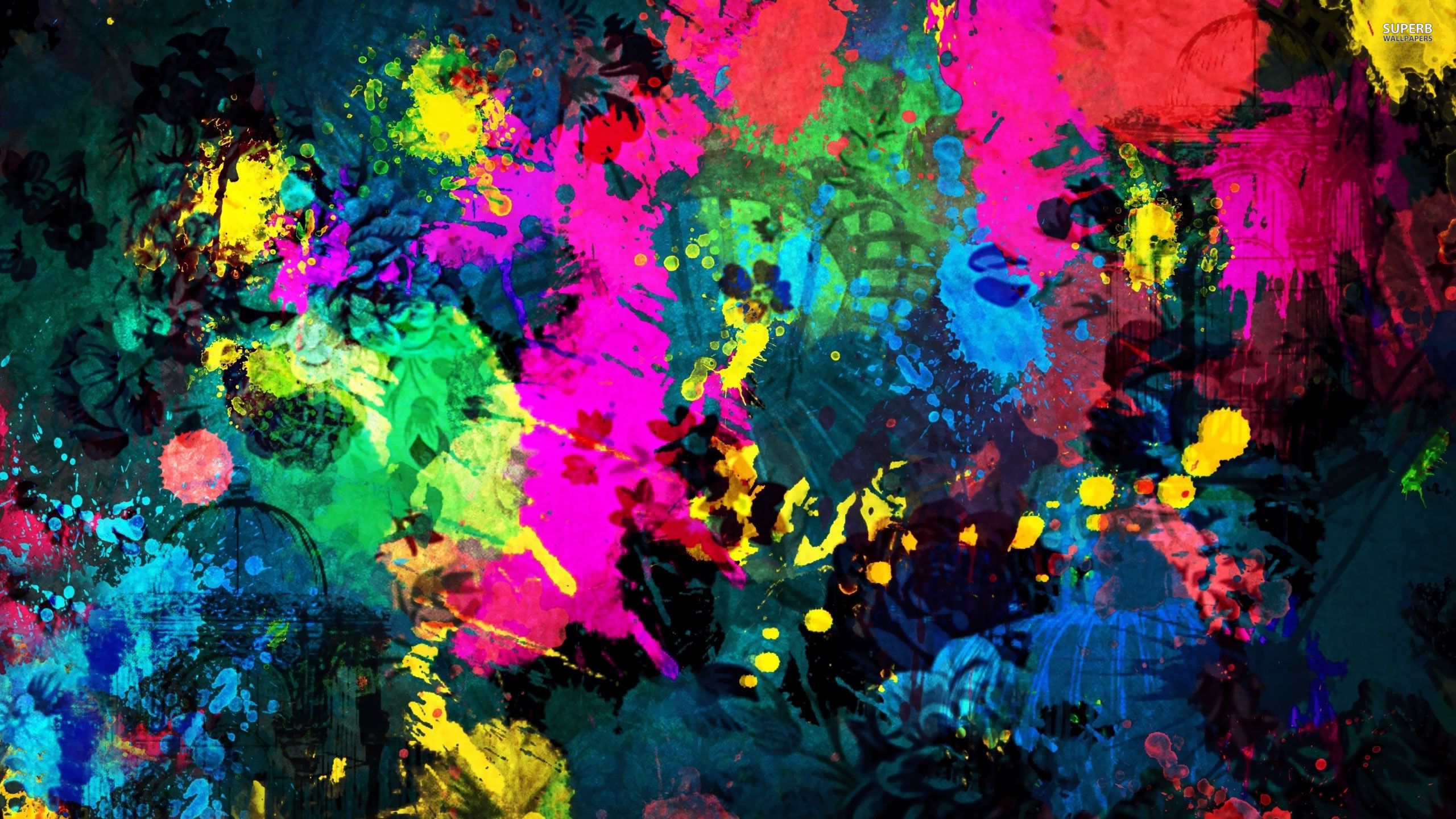 Colorful Paint Splatters Colourful In Painting